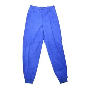 Vintage 80s Erez Sport Blue Suede Leather Jogger Pants Medium